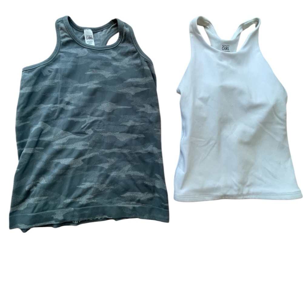Athleta Girl Racerback Tank Tops XS (6) | Camo & White Activewear Athleisure